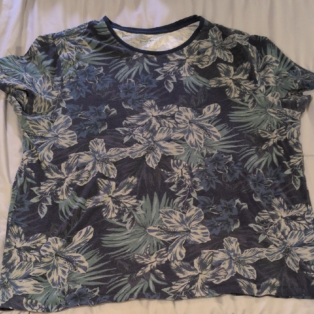 Goodfellow & Co 2XL Navy Floral Short Sleeve Tee